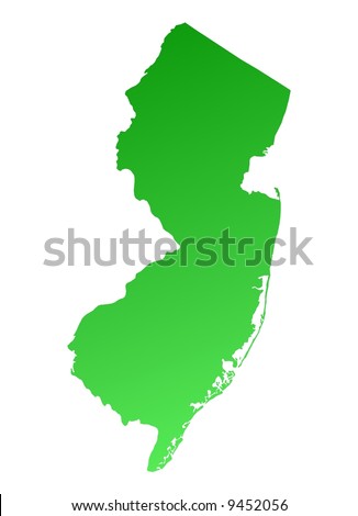 detailed map of usa with states and. stock photo : Green gradient New Jersey map, USA. Detailed