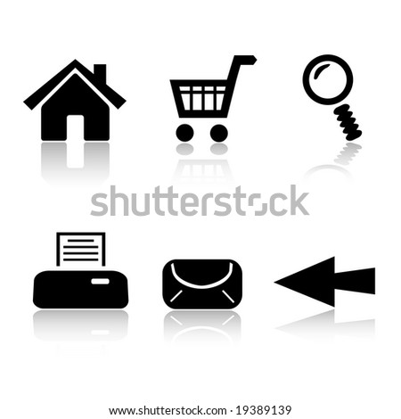 Set Of 6 Black And White Icons Stock Vector Illustration 19389139