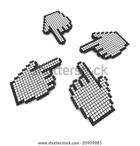 stock photo : Computer hand cursors 3d rendered illustration