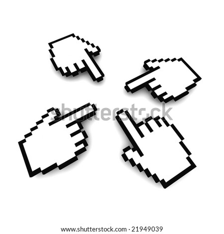 stock photo : Computer hand cursors 3d rendered image