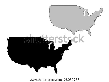 stock vector : United States map. Black and white. Mercator projection.