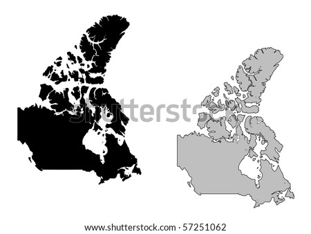 black and white map of canada. Black and white.