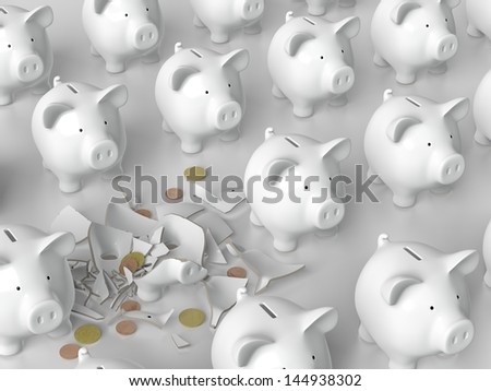 Piggy bank - grid with broken pig