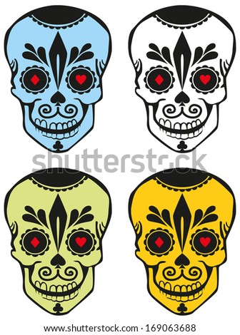 Set of sugar skulls