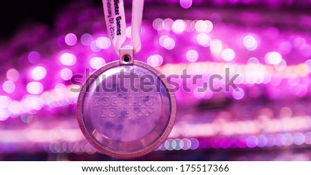 Sochi, RUSSIA  February 7, 2014: Spectator medal of Sochi 2014 XXII Olympic Winter Games