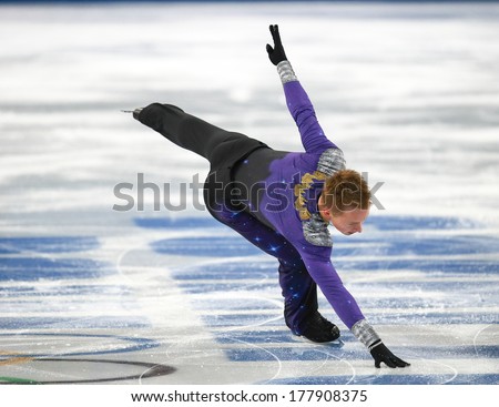 Sochi, RUSSIA - February 14, 2014: Alexander MAJOROV (SWE) on ice during figure skating competition of men free skating at Sochi 2014 XXII Olympic Winter Games