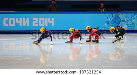 Sochi, RUSSIA - February 18, 2014: Suk Hee SHIM (KOR) No.139 at Ladies\' 1000 m Short Track Heats at the Sochi 2014 Olympic Games