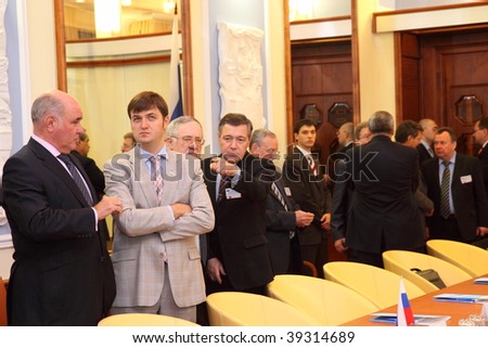 KHARKIV, UKRAINE - OCTOBER 6: Meeting of heads of foreign affairs ministries of Ukraine and Russian Federation - Volodymyr Khandogiy and Sergei Lavrov in Kharkiv. October 6, 2009 in Kharkiv, Ukraine.