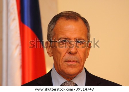 KHARKIV - OCTOBER 6: Meeting of heads of foreign affairs ministries of Ukraine and Russia - Volodymyr Khandogiy and Sergei Lavrov in Kharkiv. October 6, 2009 in Kharkiv, Ukraine.Sergei Lavrov