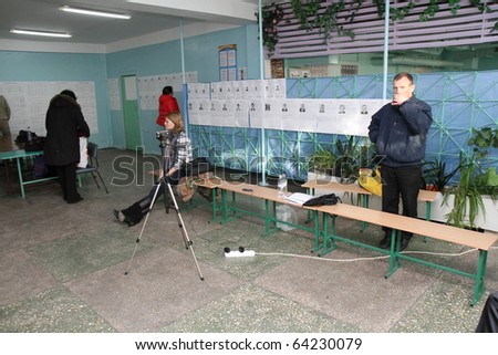 KHARKIV, UA - OCTOBER 31: Inside poll video observation at Ukraine local and regional elections, October 31, 2010 in Kharkov, Ukraine