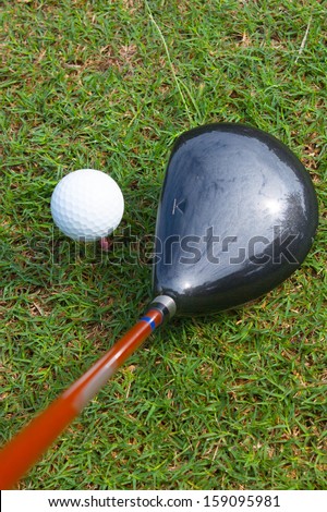top view set driver on tee off play golf sport