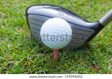 set play golf in driver on tee off ,sport