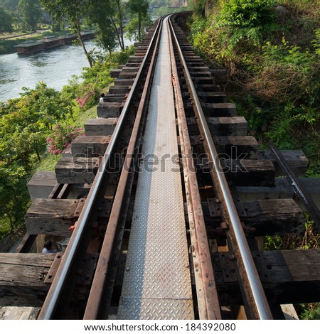 Railroad track on River Kwai Saiyok, rail, track, railway.