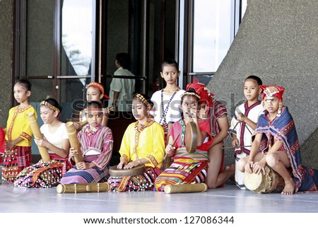MANILA, PHILIPPINES -FEB 3: Ethnic Dancers perform cultural dance in Pasinaya 2013 on February 3, 2013 in CCP Manila. The Pasinaya Open House Festival is the largest multi-arts in the Philippines.