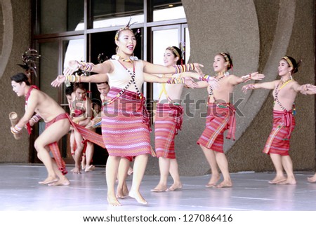 MANILA, PHILIPPINES -FEB 3:Ifugao Dancers perform cultural dance in Pasinaya 2013 on February 3, 2013 in CCP Manila. The Pasinaya Open House Festival is the largest multi-arts in the Philippines.