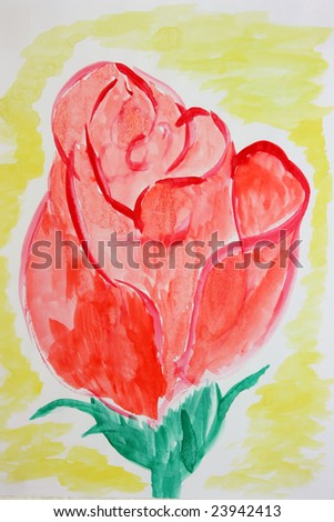 A red rose in watercolor painting