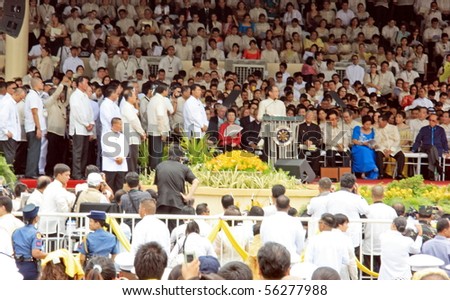 MANILA - JUNE 30: Pres. Aquino deliver a speech in The Inauguration of the President on June 30, 2010 in Manila Philippines. Pres. Benigno Aquino III is the 15th president of the Philippines