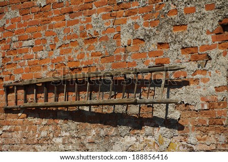 old timber ladders on wall 2