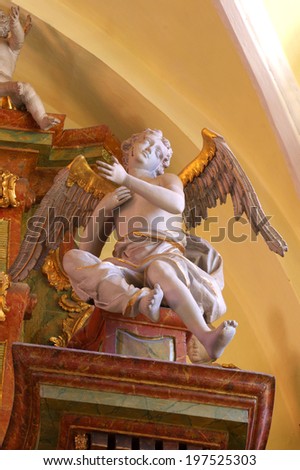 angel sculpture in the church baroque