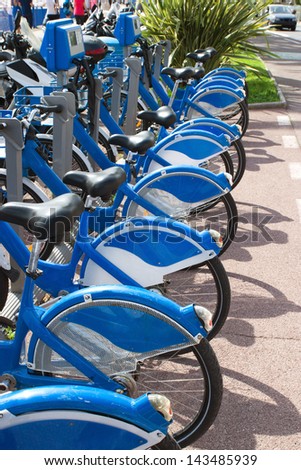 Public Bicycles on the sharing station in Nice, France
