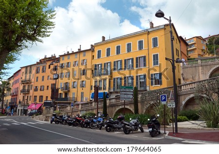 GRASSE, FRANCE - MAY 3: Architecture of Grasse Town in the southern France on May 3, 2013 in Grasse, France. Grasse is famous for its perfume industry. The city was founded in the XI century.