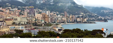MONTE CARLO, MONACO - APRIL 28: Panoramic view of city on April 28, 2013 in Monte Carlo, Monaco. All buildings in Monaco is very expensive and fashionable.