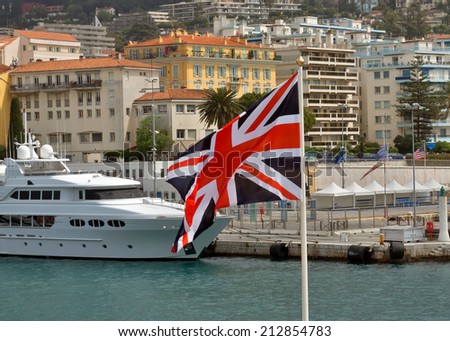 British flag in a Port de Nice, City of Nice, France