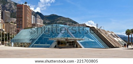 MONTE CARLO, MONACO - JUNE 1, 2014: Grimaldi Forum is a conference and congress centre located on the seafront of eastern beach Larvotto.