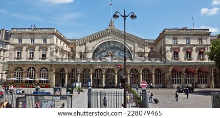 PARIS, FRANCE - JUNE 11, 2014: Gare de L\'Est - one of the six large SNCF terminal in Paris, largest and oldest railway stations in Paris.