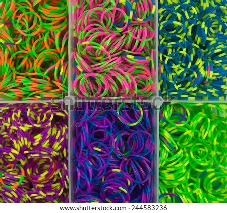 Colorful background rainbow colors rubber bands loom.
