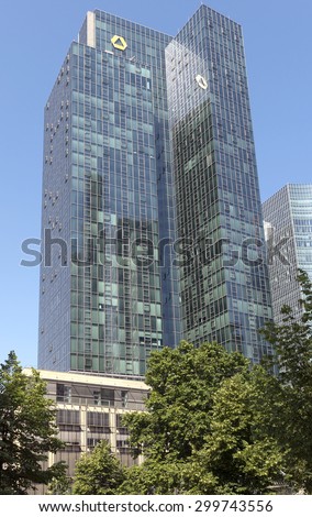 FRANKFURT AM MAIN, GERMANY - JULY 2, 2015: The Europaeische Zentral Bank (European Central Bank) is the central bank for the Euro zone.