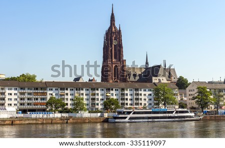FRANKFURT AM MAIN, GERMANY - JULY 2, 2015: View on old district of Frankfurt am Main, Germany. Frankfurt is the fifth-largest city in Germany.