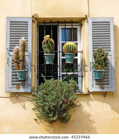 Traditional French window with shutters in Nice, France