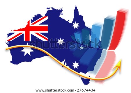 Australia flag map and graph chart