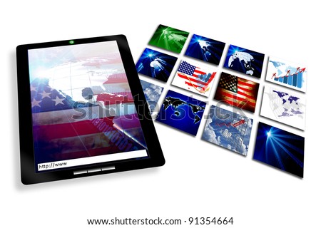 Tablet notebook PC with business internet web page download concept