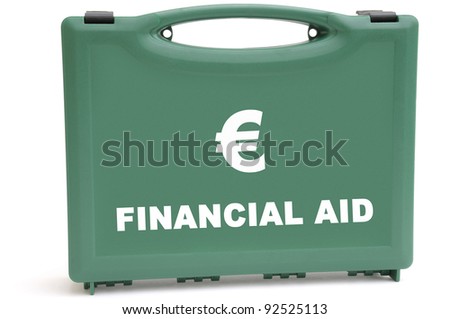 Business concept to illustrate a euro financial rescue package, using a first aid box.