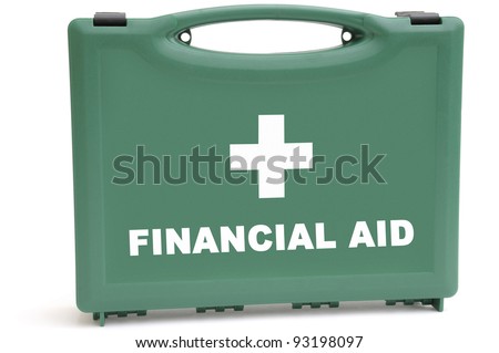 Business concept to illustrate a financial rescue package, using a first aid box.