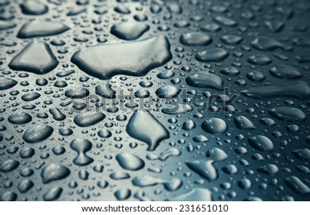 Raindrops on stainless steel background texture
