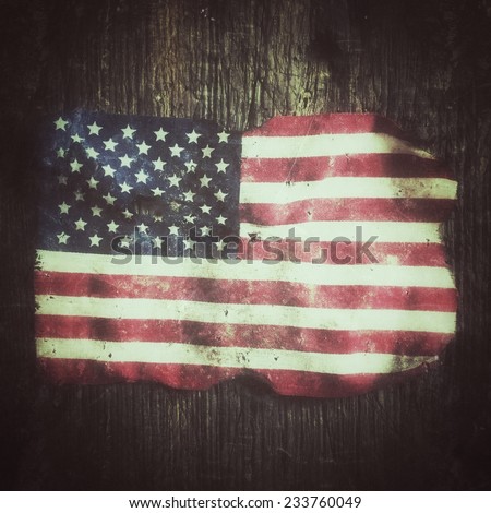 Rugged flag of the United States of America, grunge style