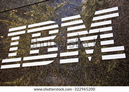 NEW YORK CITY, USA - CIRCA SEPTEMBER 2014: IBM brand name logo in New York City