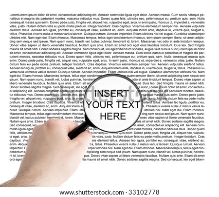 A person trying to read the small print by using a magnifier.