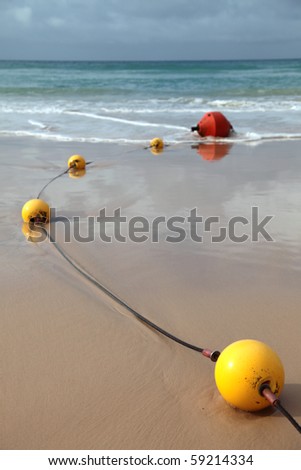 Stinger jellyfish protection net at the beach. Typical scene in Eastern Australia.