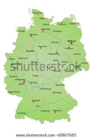 Map Of France With Cities And Rivers. stock photo : Stylized map of