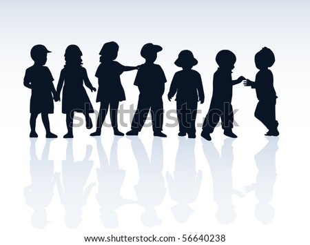 Kids Silhouettes Stock Vector Illustration 56640238 : Shutterstock