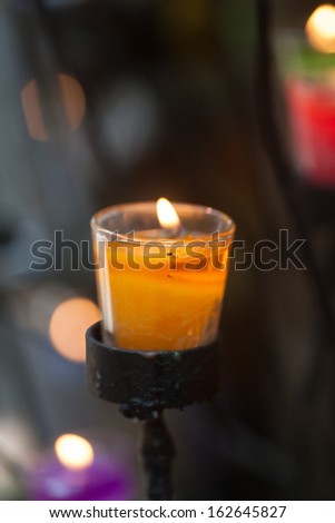 Beautiful candles light in the darkness