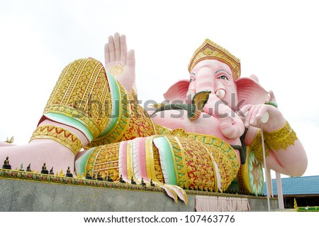 Ganesha. Statue of Indian hindu god with elephant head. The Remover of Obstacles, the Lord of Beginnings and the Lord of Obstacles, patron of arts and sciences, the deva of intellect and and wisdom