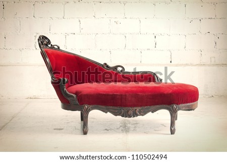 vintage luxury red sofa in white room