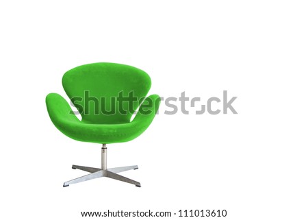 Modern chair in metal and green fabric