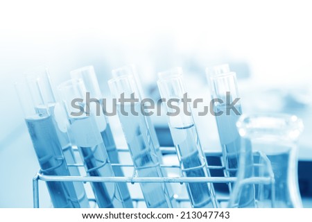 the lab or laboratory test tubes with colorful liquid