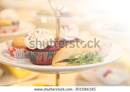 Colorful mini-cupcakes with soft focus